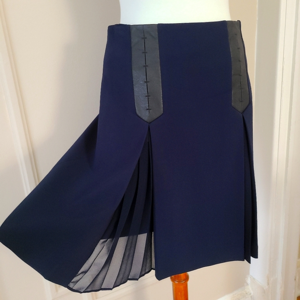 Rebecca Taylor Navy pleated skirt 4